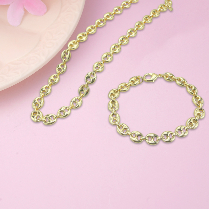 Mariner Anchor Link Chain Gold Plated Necklace Bracelet