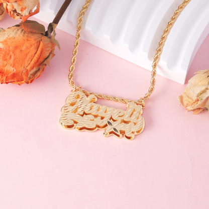 Nameplate Cut Double Layer Custom Name Necklace 