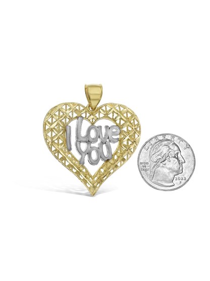 Gold Plated Heart Shape "I Love You" Pendant Necklace