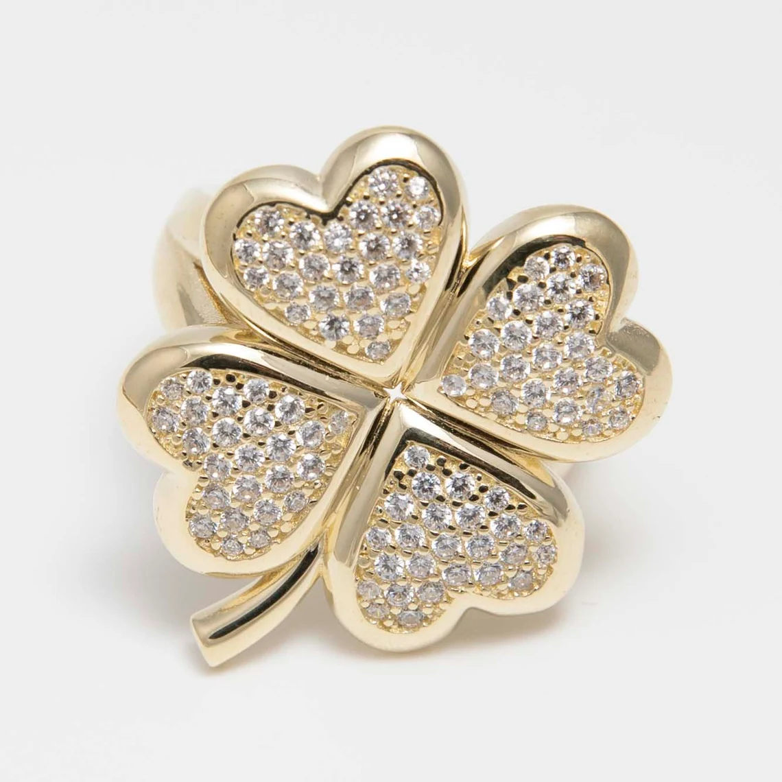 CZ Puffy Clover Luck Ring