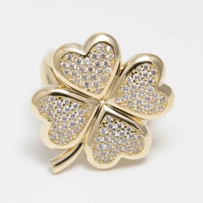 CZ Puffy Clover Luck Ring