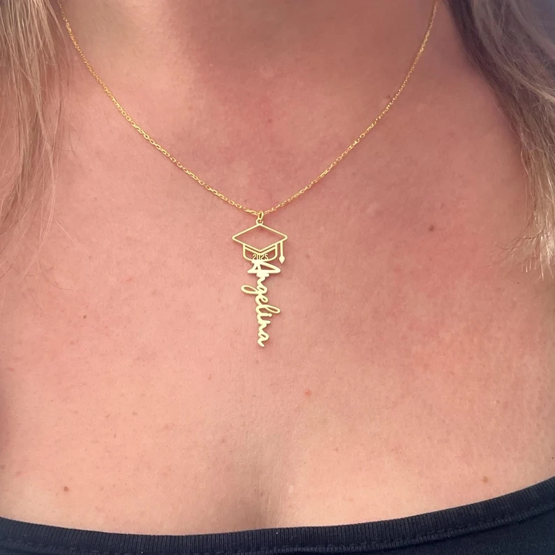 Peronalized Graduation Name and Number Pendant Necklace