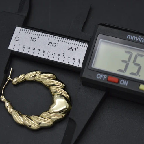 Gold Plated Shrimp Heart Hoop Earrings