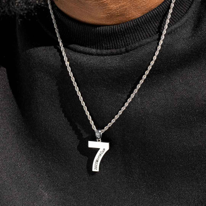 Number Engravable Pendant Personalized Custom Number Necklace