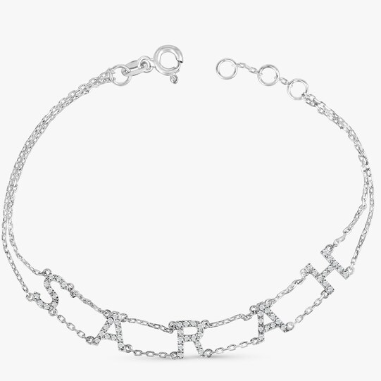 Gold Plated Diamond Name Bracelet Personalized Name Bracelet