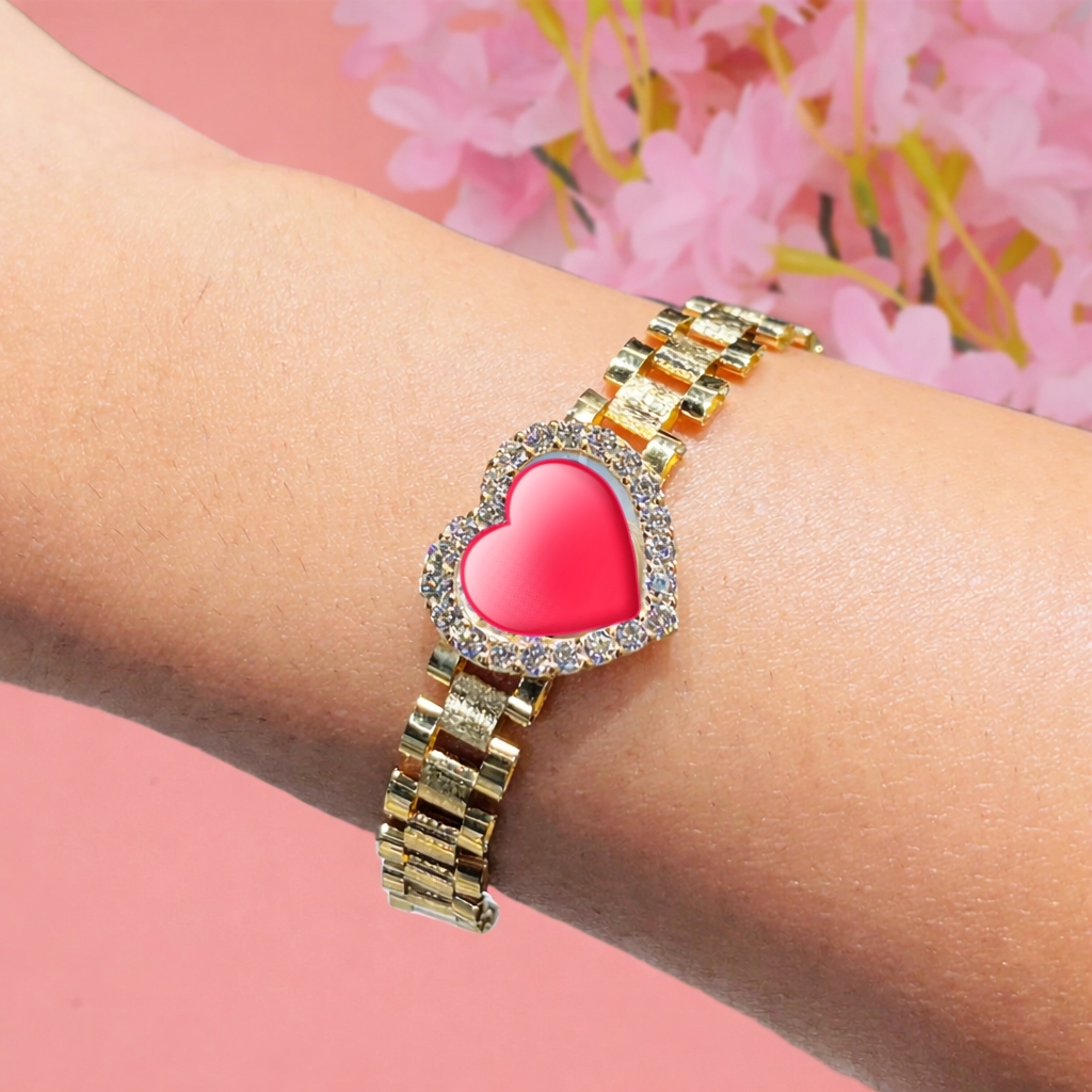 Gold Plated Rx Style Bracelet Heart Charm Personalized Photo Bracelet