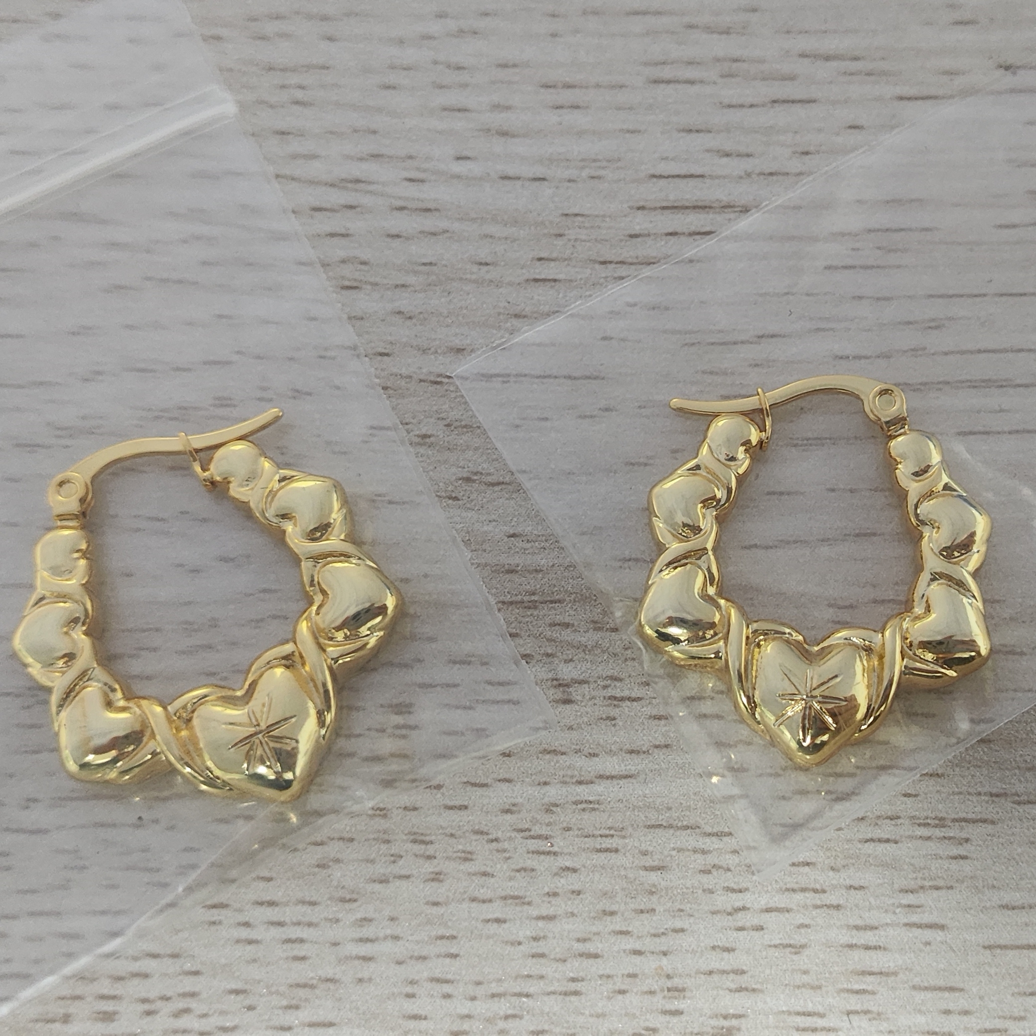 25mm XOXO Bamboo Earrings Gold Plated Hoop Earrings