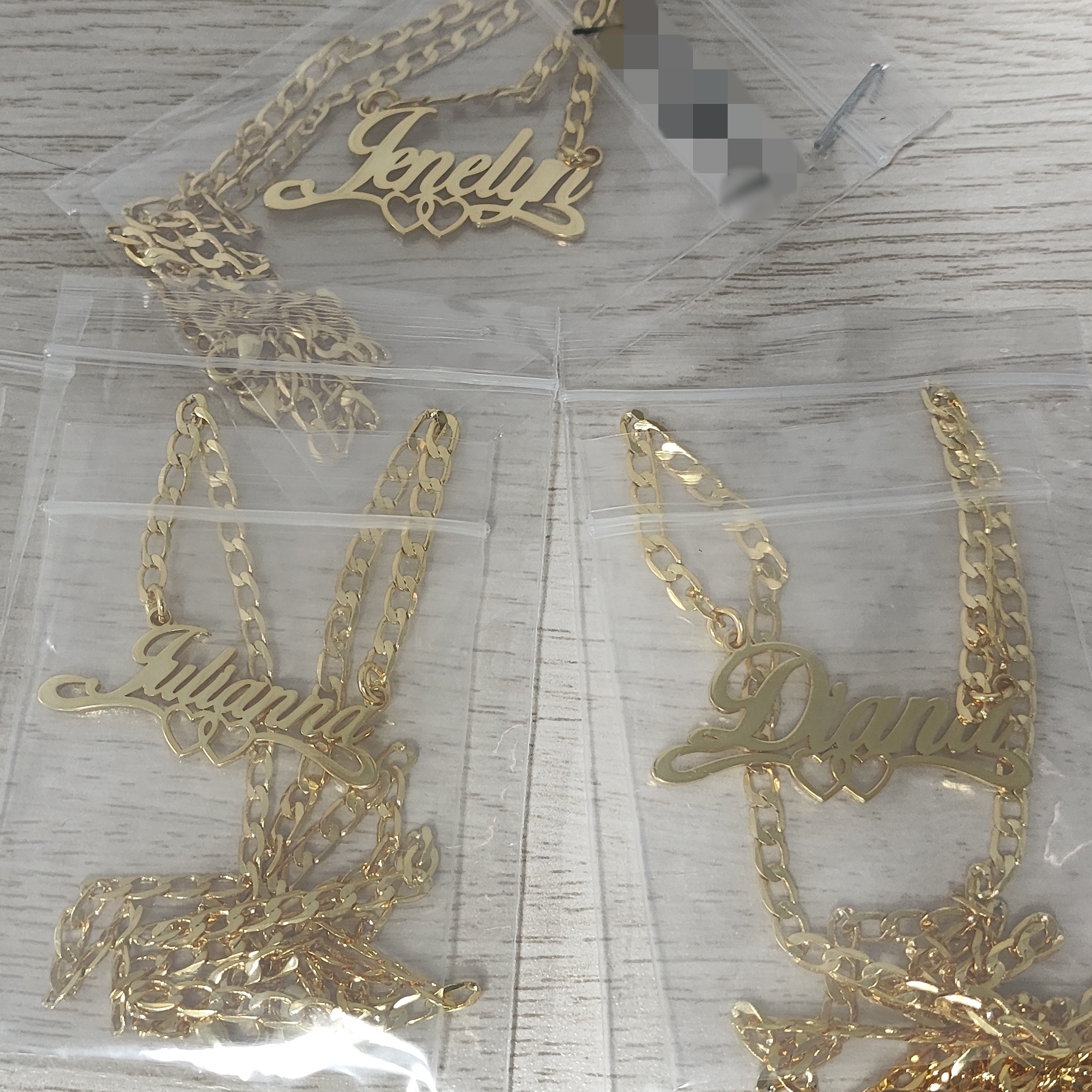 Gold Plated Personalized Double Hearts Nameplate Necklace