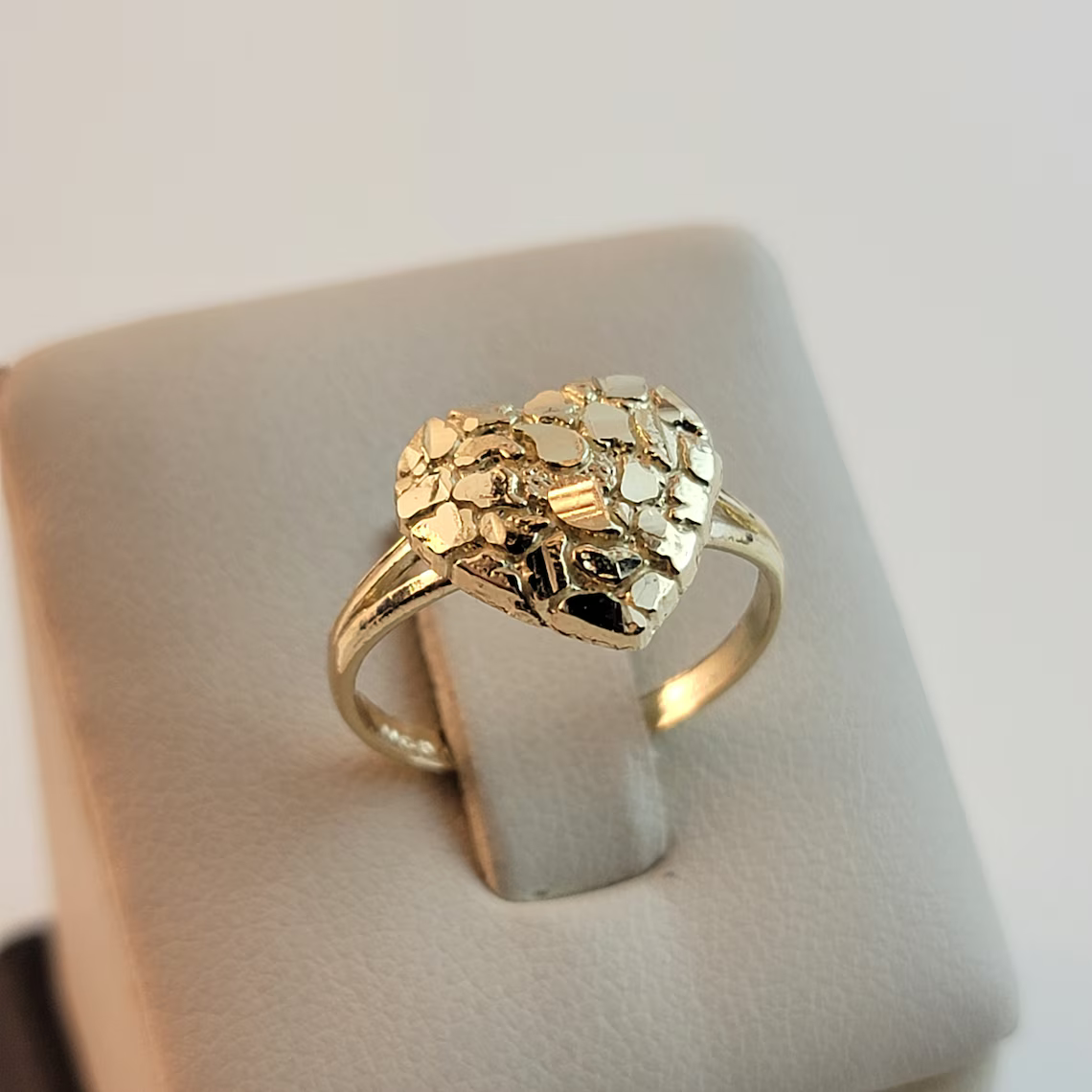 14K Gold Plated Love Heart Ring Nugget Ring