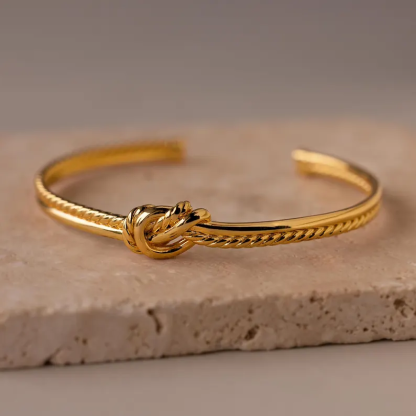 Vintage Love Knot Cuff Bangle Gold Plated Bracelet 