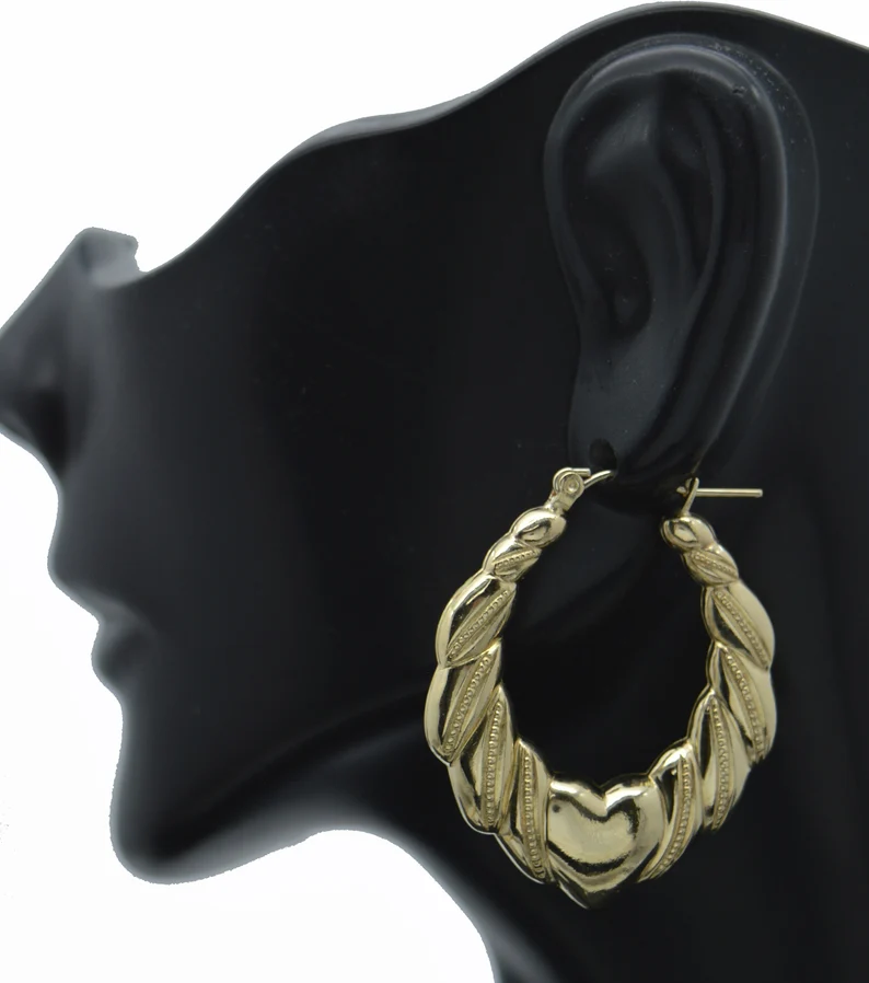 Gold Plated Shrimp Heart Hoop Earrings