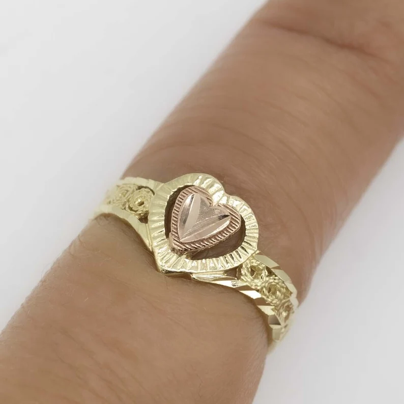 Textured Framed Love Heart Ring