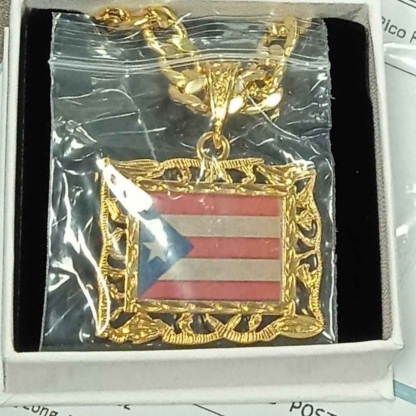 Gold Plated Large Puerto Rico Photo Necklace