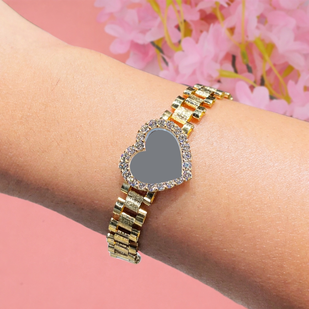 Gold Plated Rx Style Bracelet Heart Charm Personalized Photo Bracelet