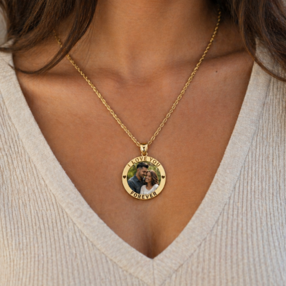 I Love You Forever Engraved Photo Charm Personalized Custom Photo Necklace