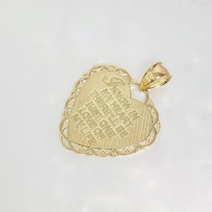 “I Love You” Engraved Love Heart Pendant Gold Plated Heart Charm Necklace