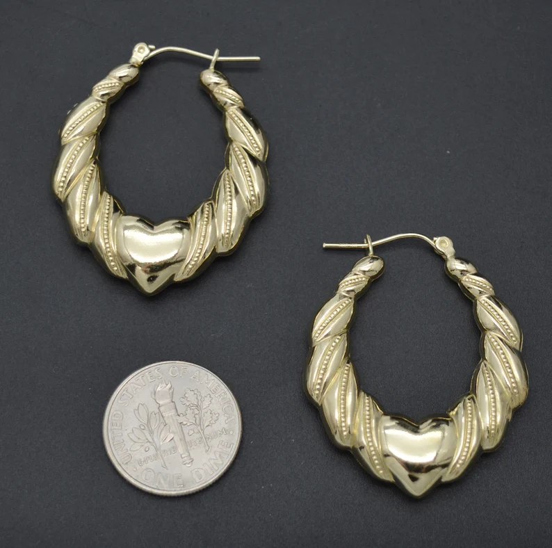 Gold Plated Shrimp Heart Hoop Earrings