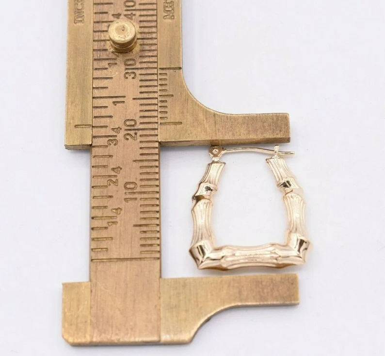 20mm Gold Plated Square Bamboo Hoop Earrings