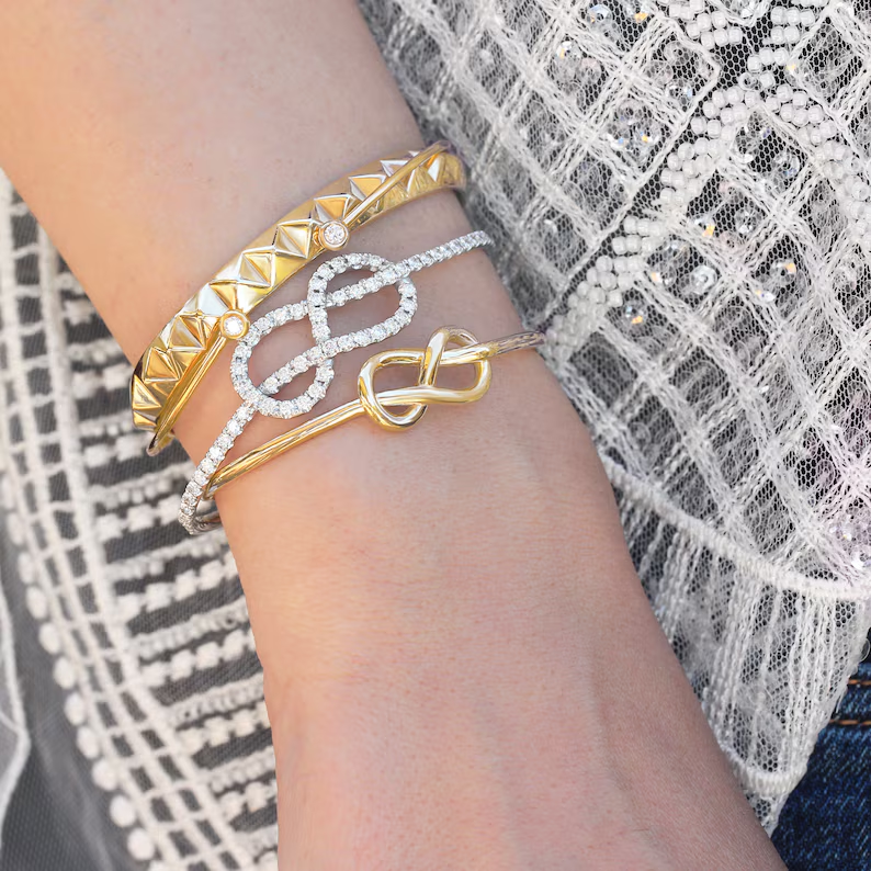 Gold Plated Knot Cuff Bangle Infinity Bangle Bracelet