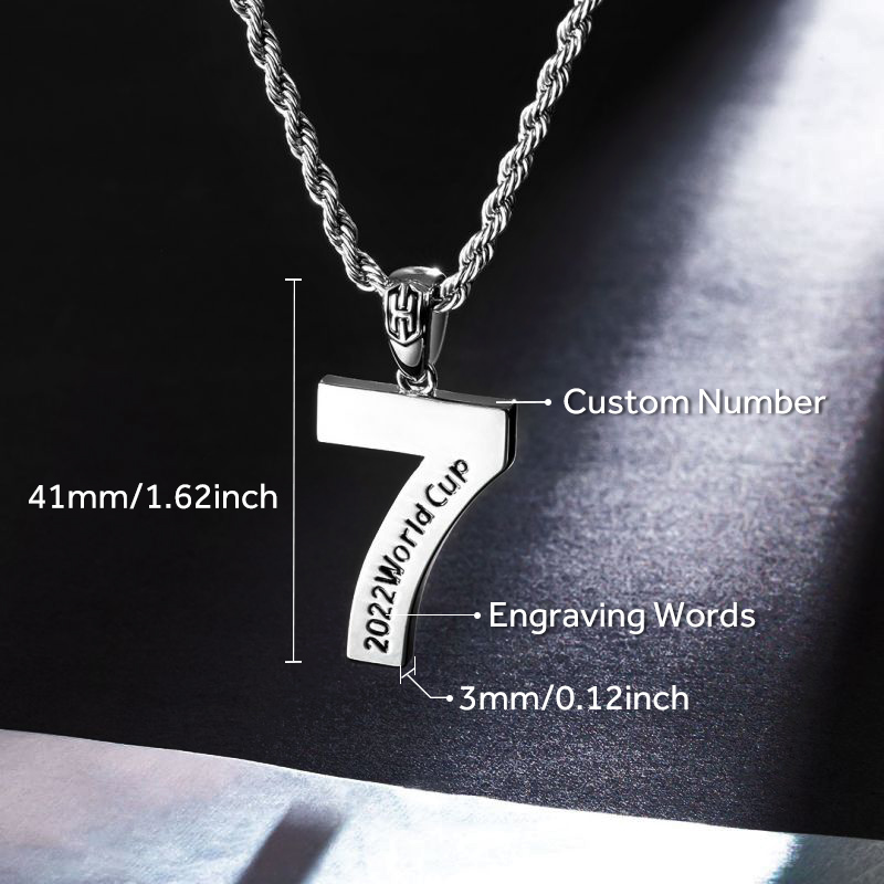 Number Engravable Pendant Personalized Custom Number Necklace