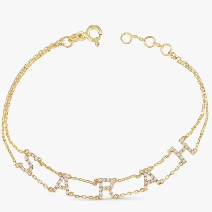 Gold Plated Diamond Name Bracelet Personalized Name Bracelet