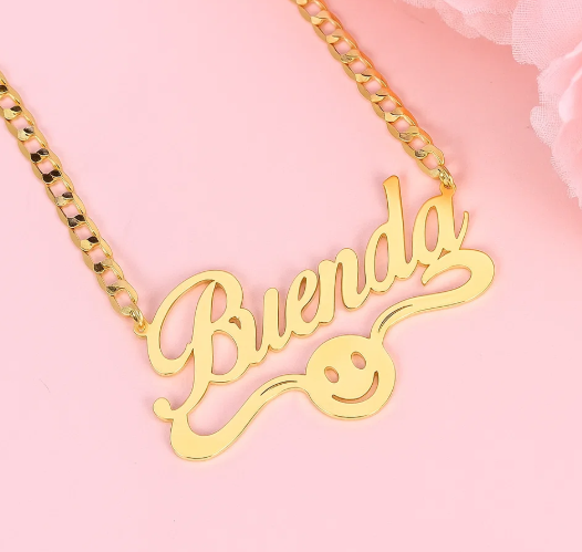 Smile Personalized Custom Gold Plated Name Necklace