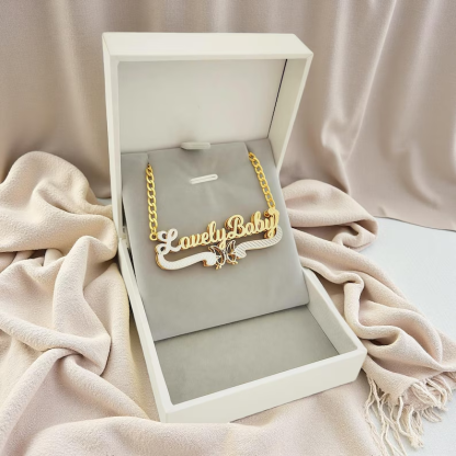 Double Plated Custom Butterfly Name Necklace Two Tone Name Necklace