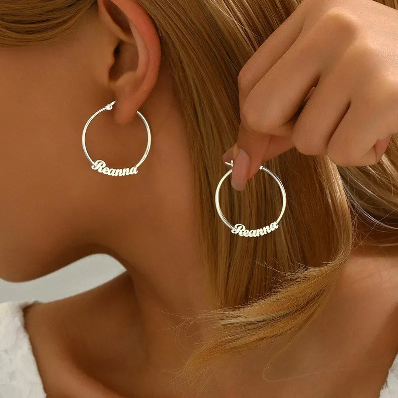 Personalized Custom Hoop Name Earrings