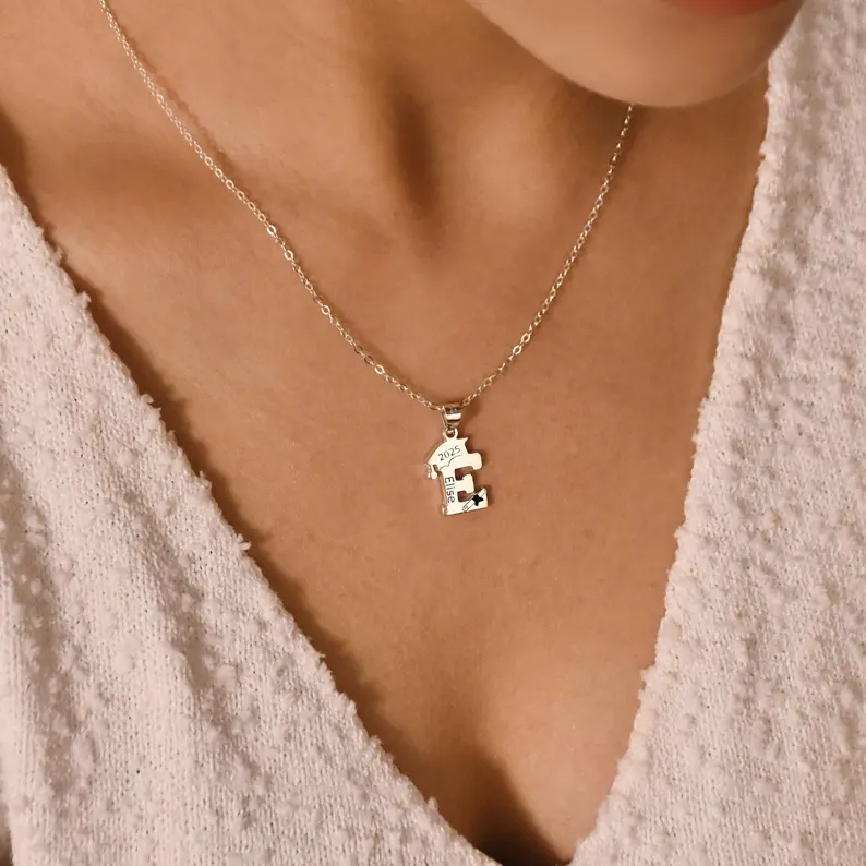 Personalized Graduation Name Necklace Gold Plated Cap Pendant Initial Necklace