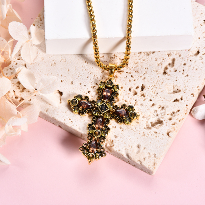 Gold Plated Cross Pendant Necklace 