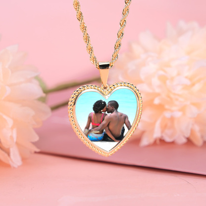Heart Shaped Personalized Custom Photo Necklace 