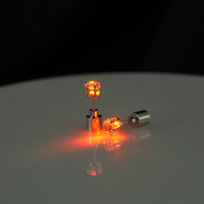 LED Blinking Clear Round CZ Stud Earrings Luminous Earrings 
