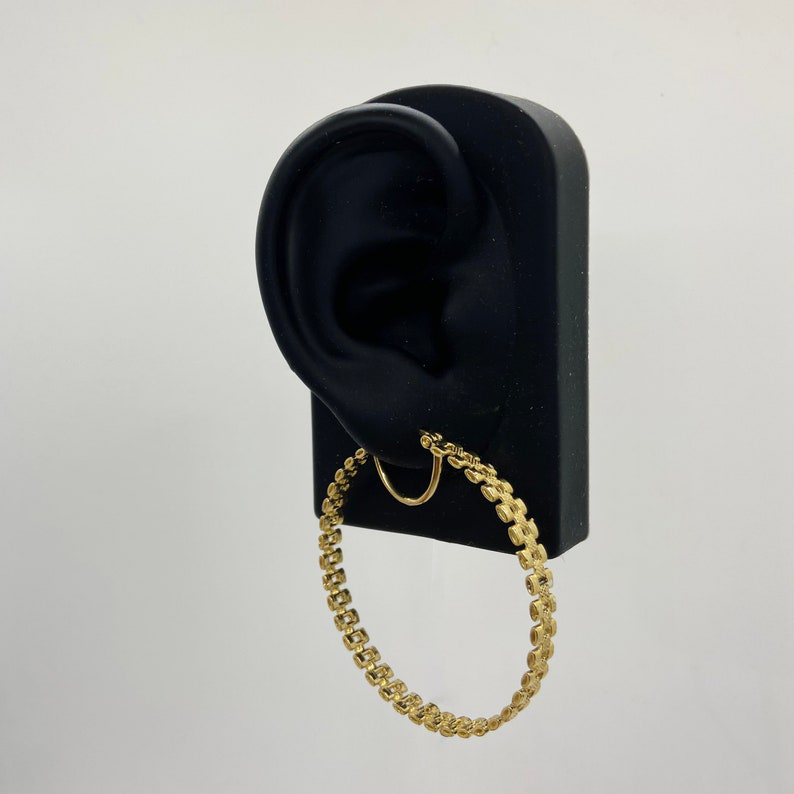 Rolex Style Gold Plated Round Circle Hoop Earrings