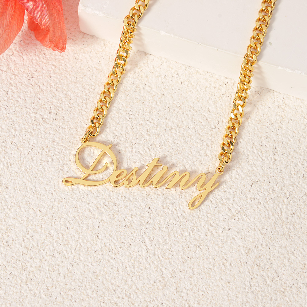 Personalized Name Necklace and Heart Shaped Name Bamboo Earrings Set