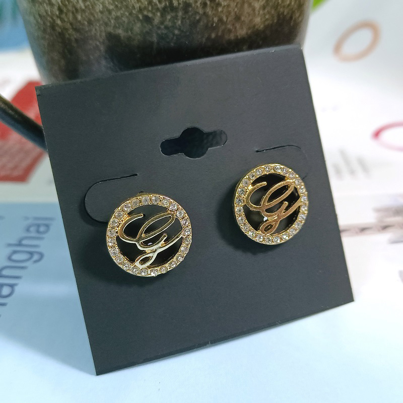 Paved Letter Round Stud Earrings Crystal Custom Initial Earrings