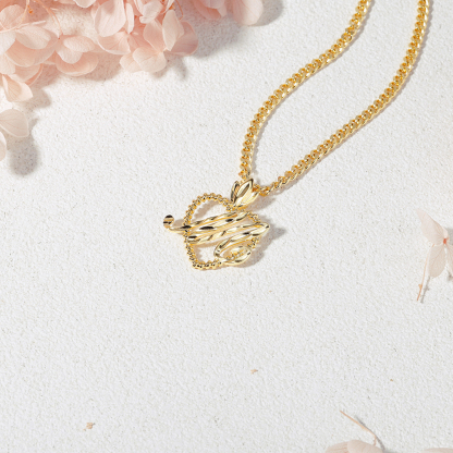 Roma Initial Heart Necklace Gold Plated Custom Letter Necklace