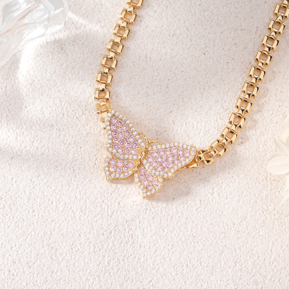 6.5mm RX Chain with Butterfly Pendant RX Style Necklace 