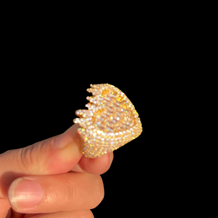 Heart Ice Out Diamond Ring Gold Plated Rings Hip Hop Jewelry