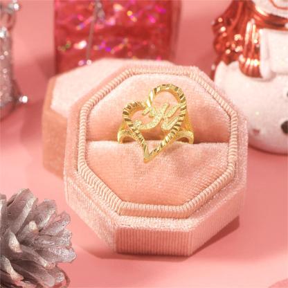 Initial Letter Heart Ring Personalized Custom Engraved Ring