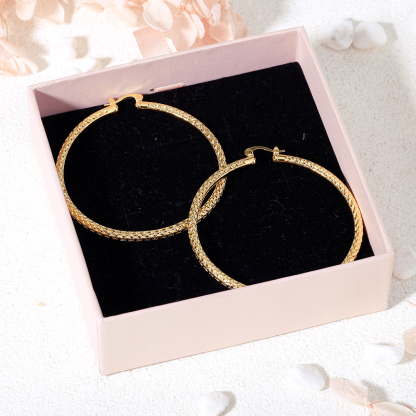 Diamond Cut Hoop Earrings Gold Plated Nugget Style Women Earrings