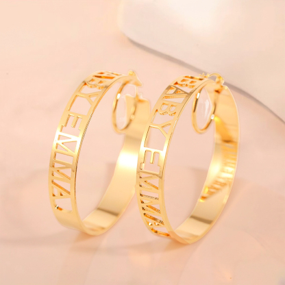 Heart Hoop Earrings Custom Name Earrings