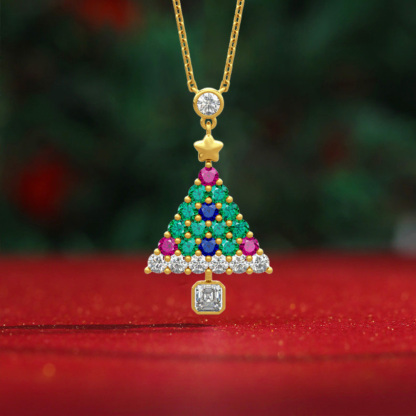 Christmas Tree Gold Plated Necklace