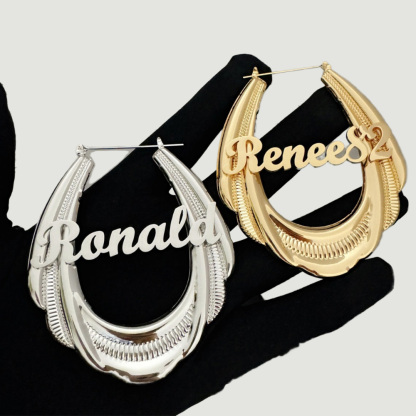 Chunky Hoop Earrings Custom Name Earrings