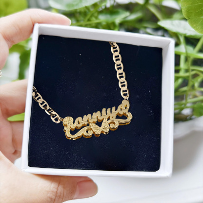 Custom Butterfly Nameplate Double Plated Name Necklace