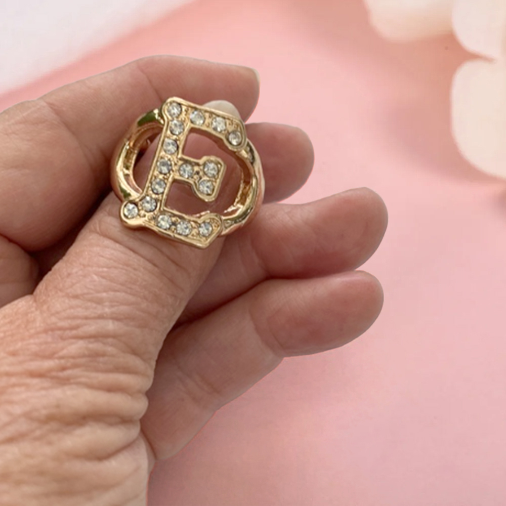 Personalized Custom Gold Plated Letters Ring With Zircon