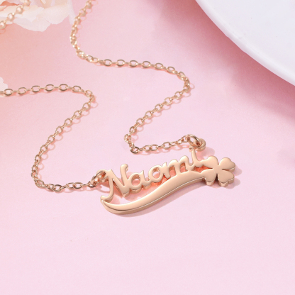 Four Leaf Clover Name Necklace