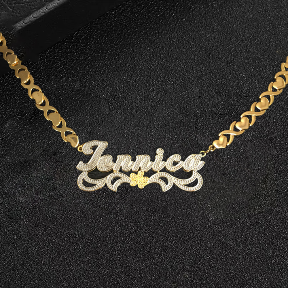 XOXO Chain Double Plated Two Tone Name Necklace