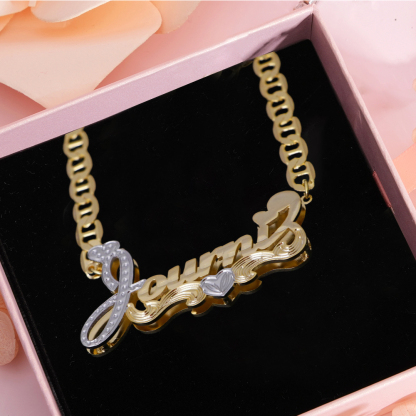 Personalized Double Plated Two Tone Name Necklaces