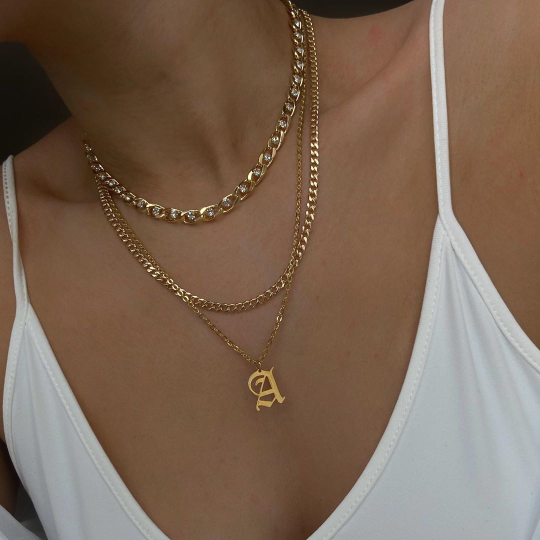 Gold Plating  Initial Necklace