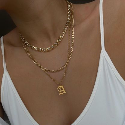 Gold Plating  Initial Necklace